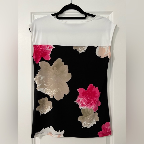 NWT Calvin Klein Sleeveless Floral Blouse (S) - Picture 2 of 4
